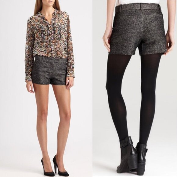 Bcbg MaxAzria Gray Metallic Mid Rise Bruna Shorts Party Bling - Picture 1 of 6